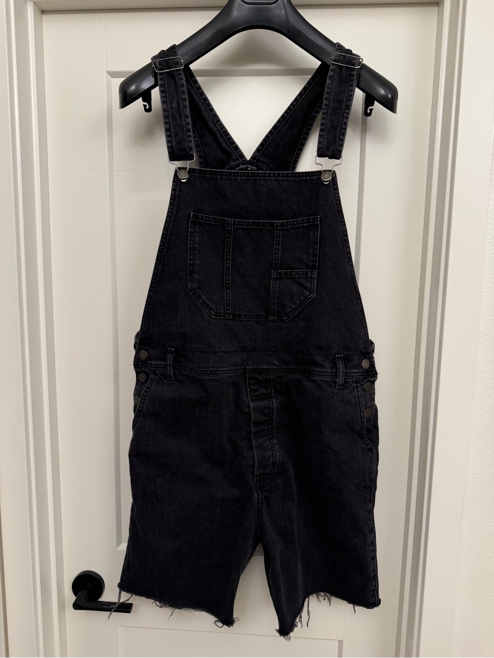 Topman Washed Black Denim Short Overalls